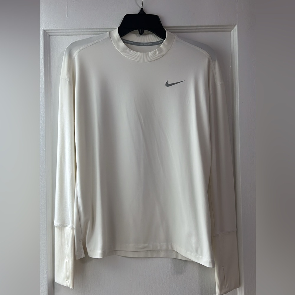 Nike White Long Sleeve Top with Gray Logo